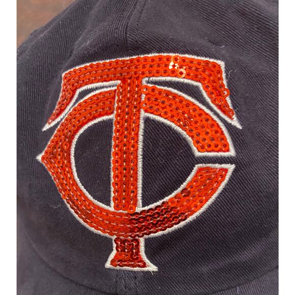 Minnesota Twins Womens Adjustable Hat Navy Sequin TC Logo MLB Baseball Cap Faded - Picture 3 of 9